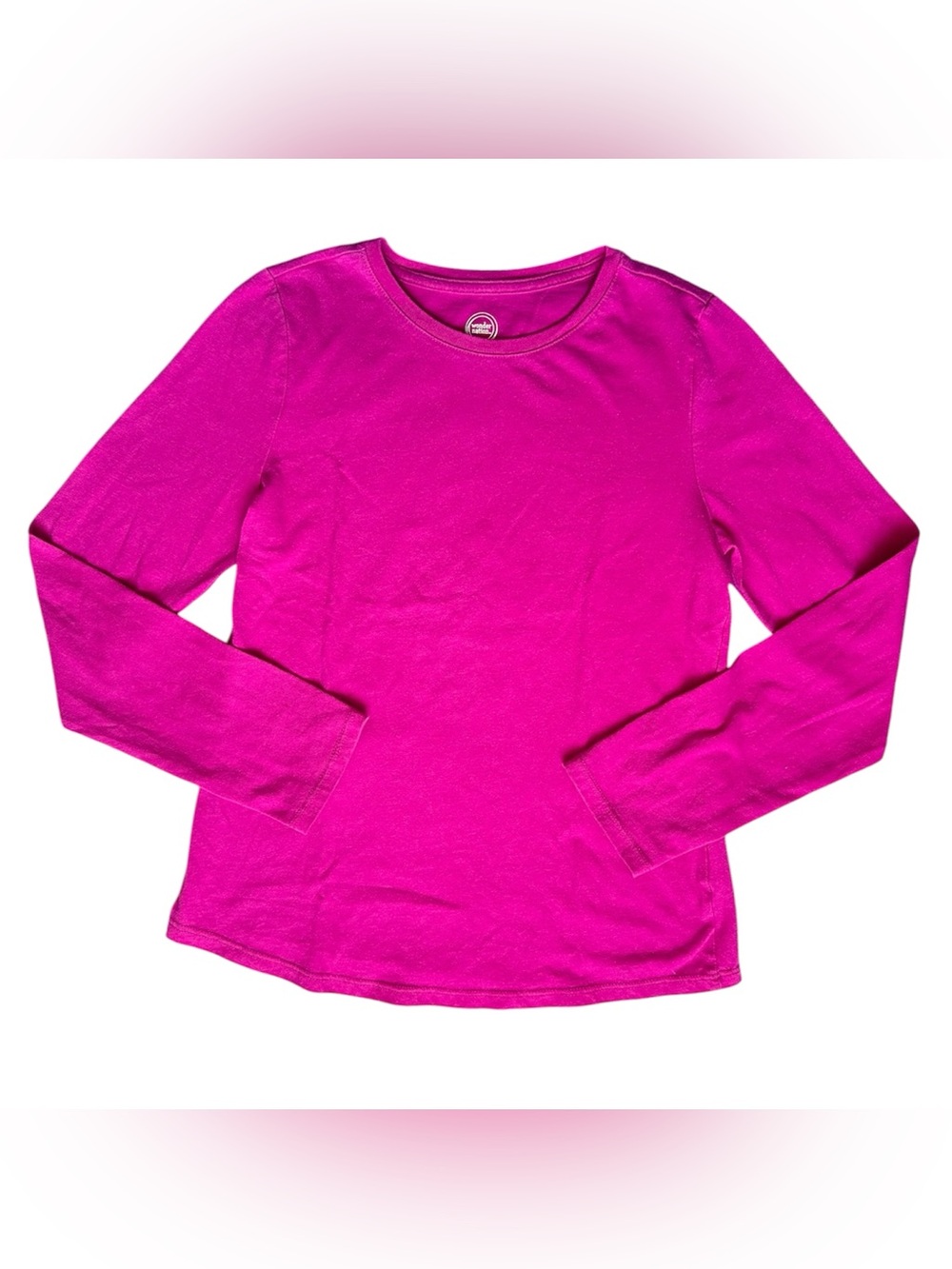 Wonder Nation 14/16 XL Girls pink fuschia long sleeve cotton shirt